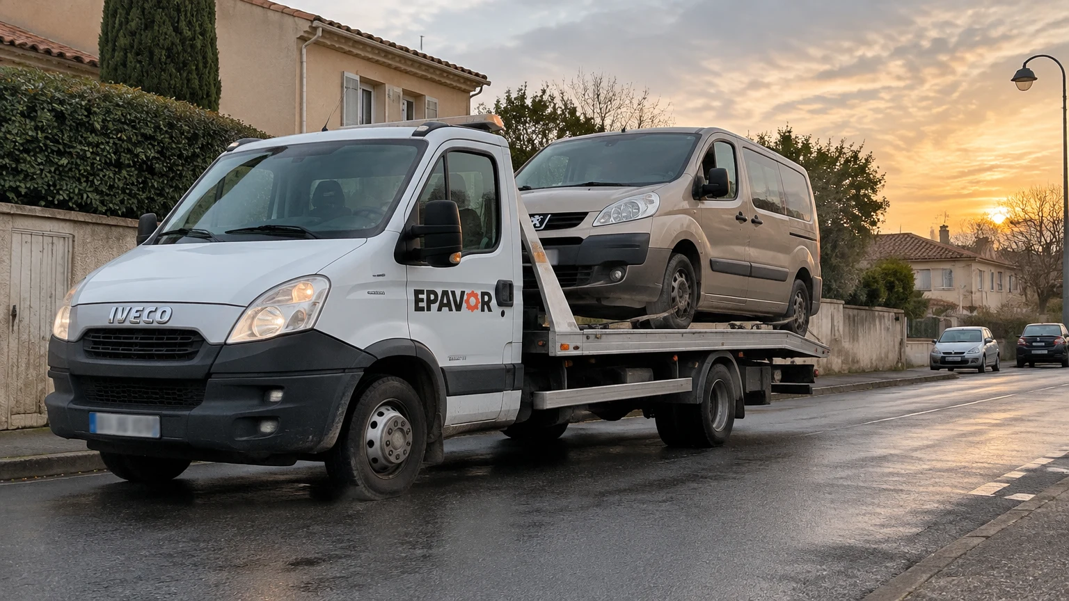 Illustration d’un enlèvement d’épave à Pennautier avec une dépanneuse — service d’épaviste.