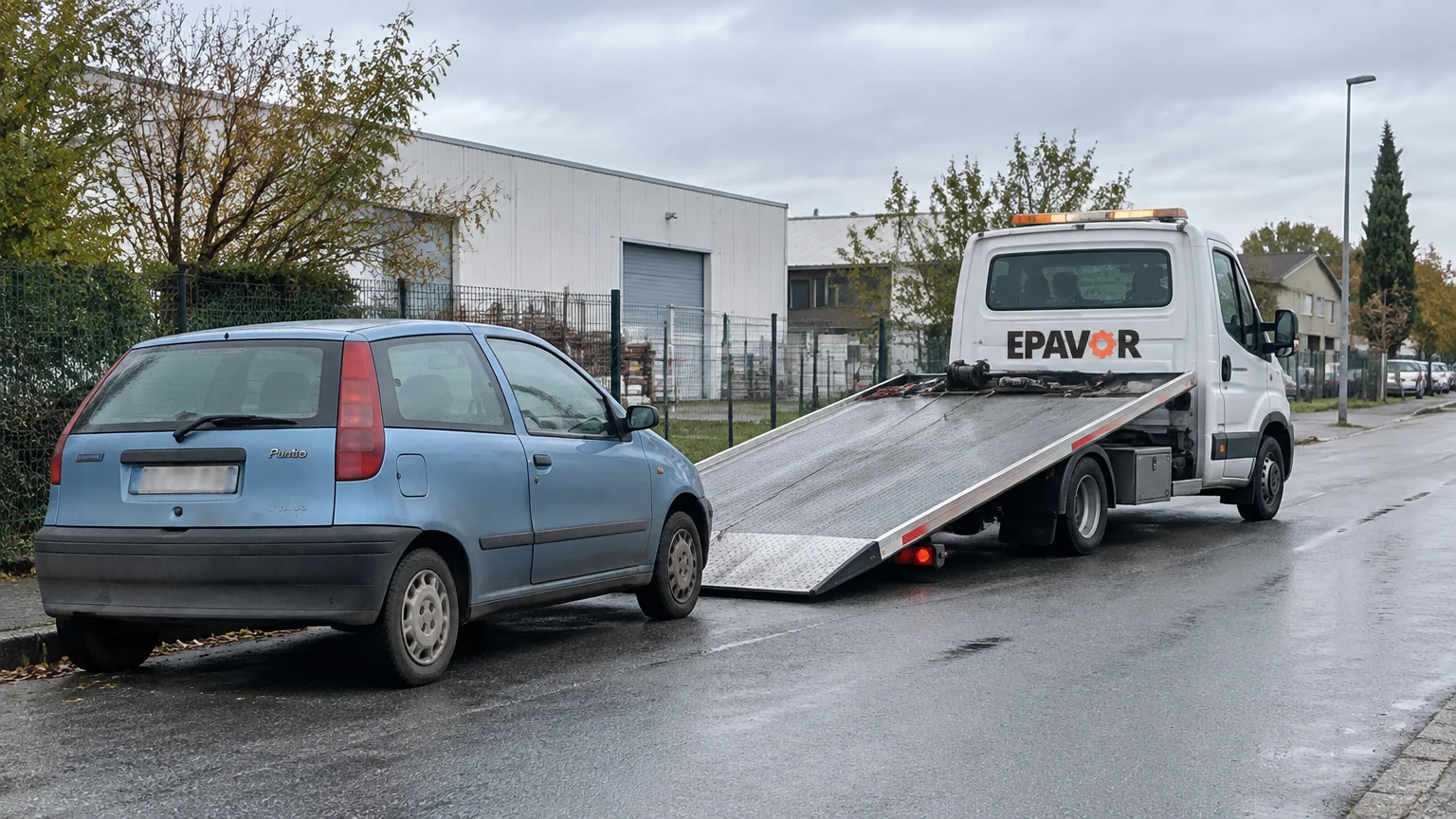 Illustration d’un enlèvement d’épave à Podensac avec une dépanneuse — service d’épaviste.