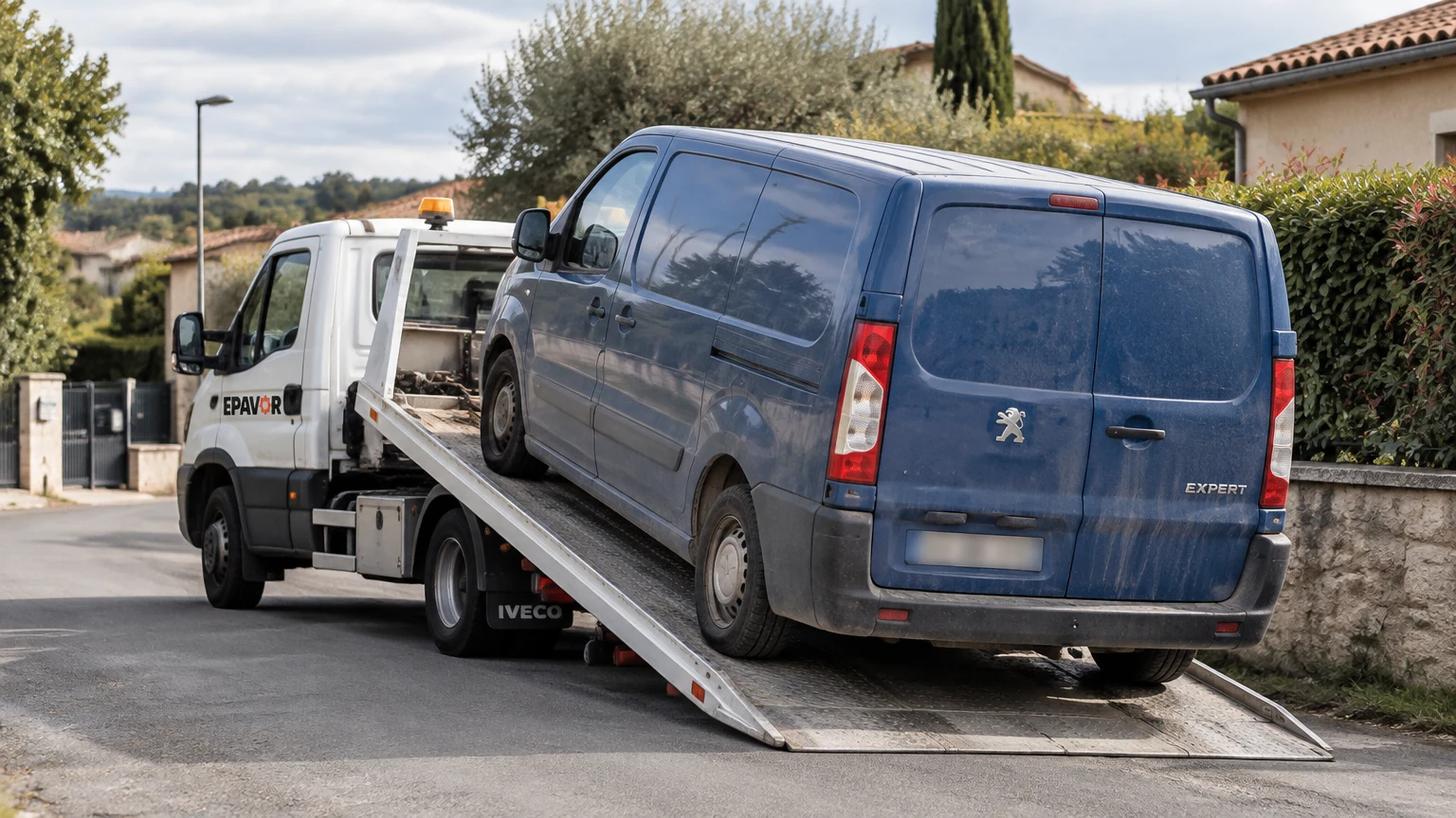 Illustration d’un enlèvement d’épave à Quinsac avec une dépanneuse — service d’épaviste.