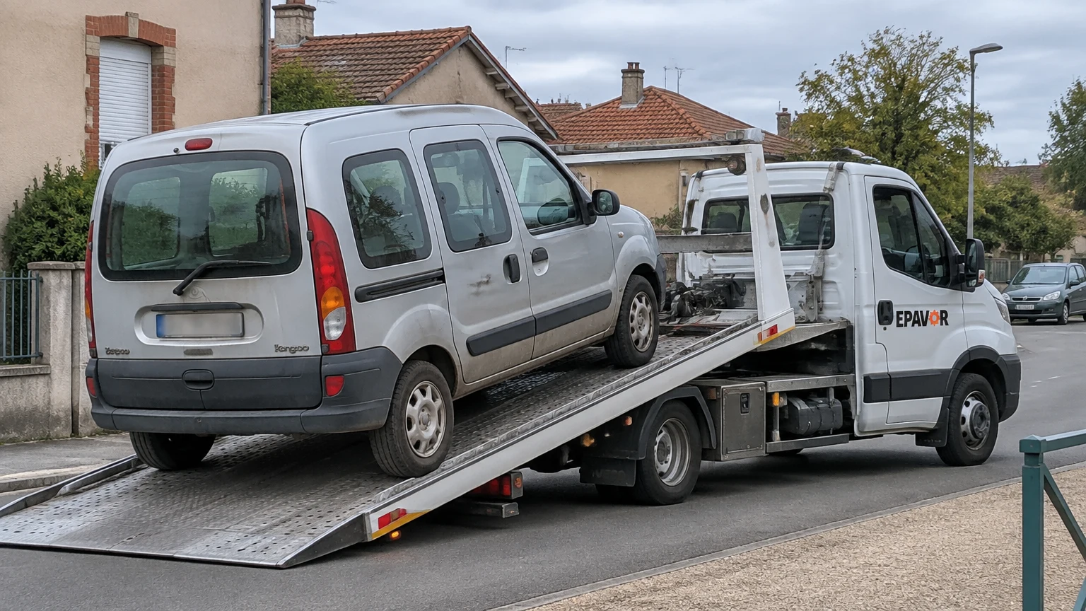 Illustration d’un enlèvement d’épave à Rion-des-Landes avec une dépanneuse — service d’épaviste.