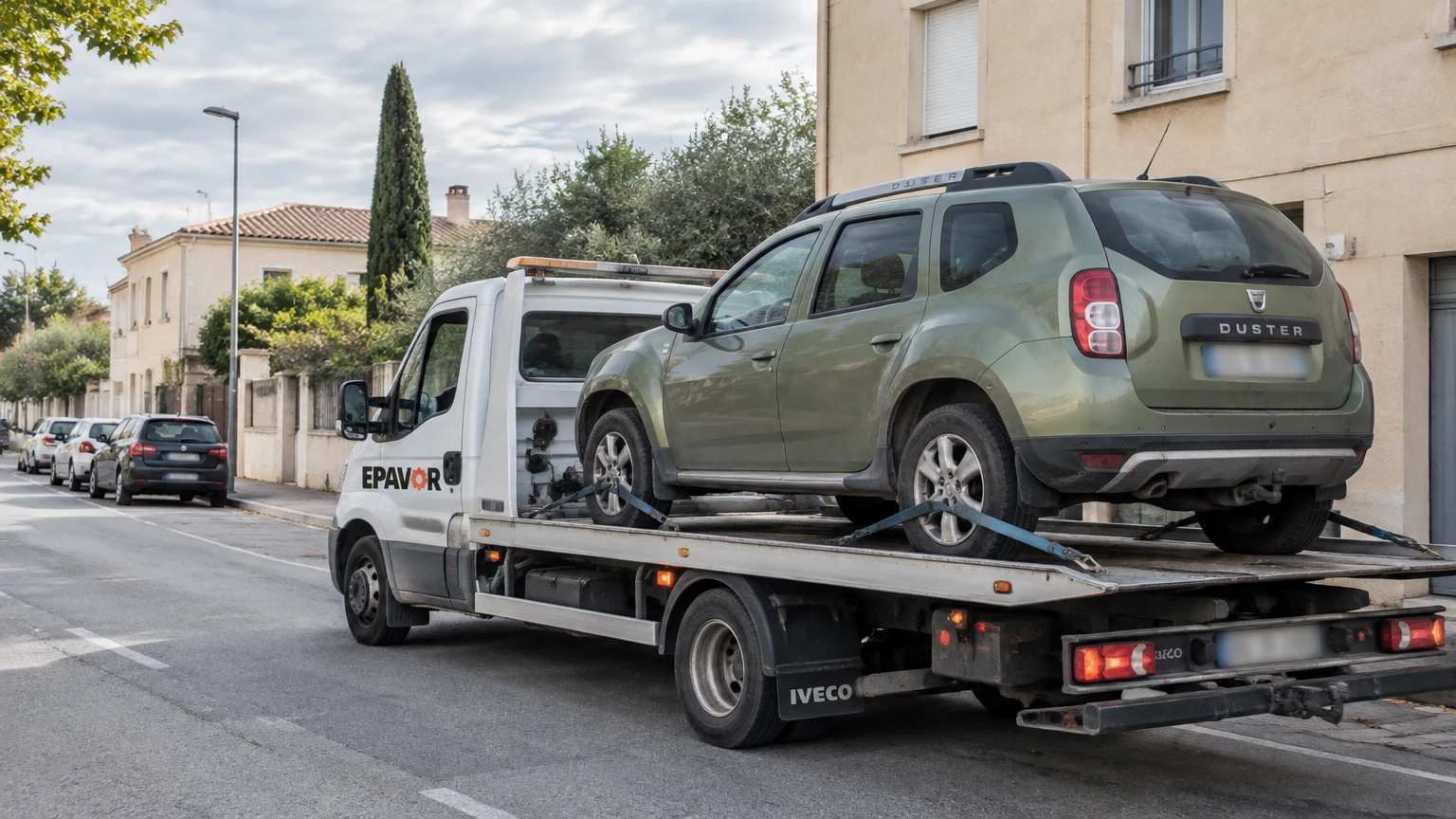 Illustration d’un enlèvement d’épave à Rognonas avec une dépanneuse — service d’épaviste.