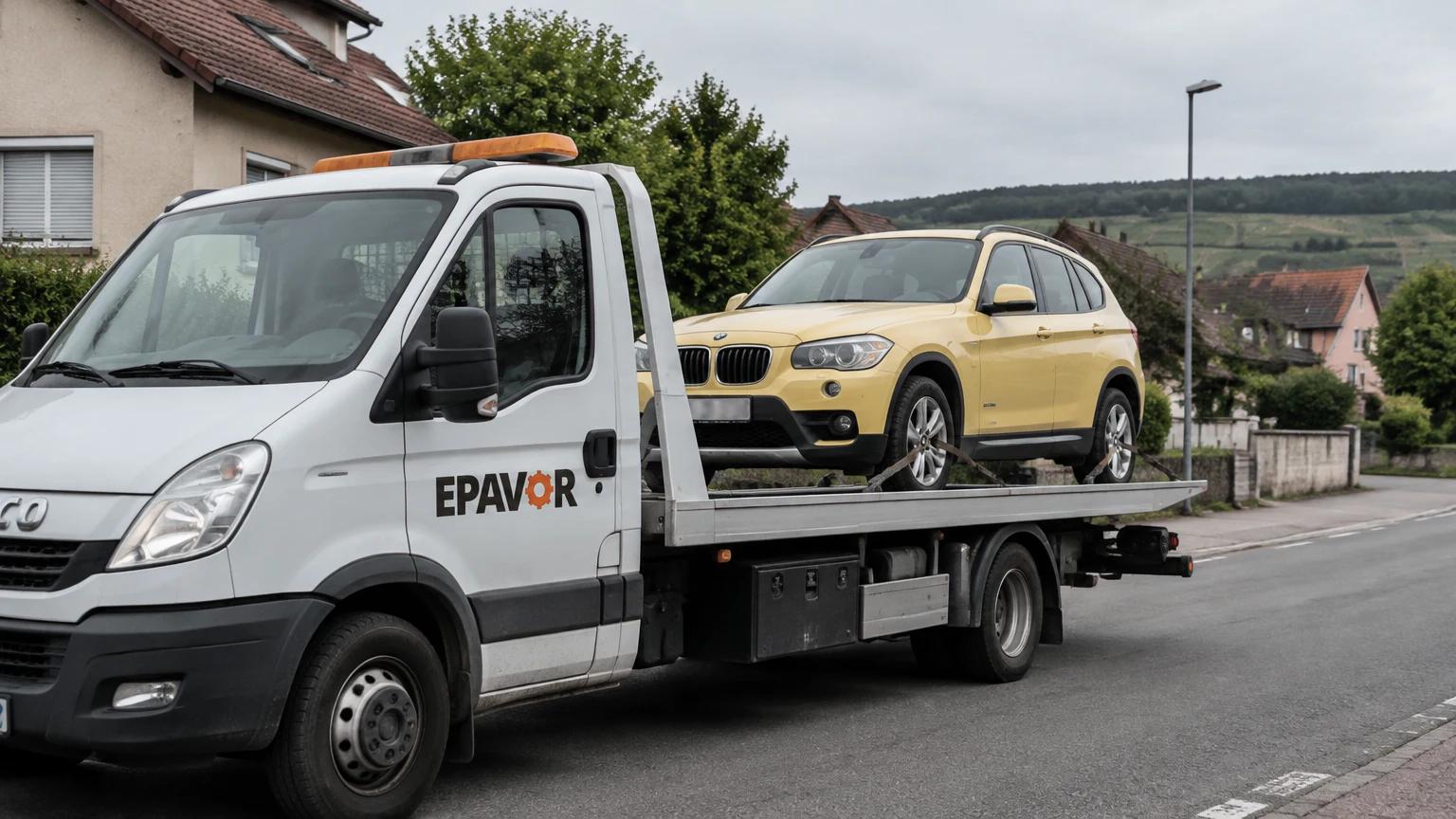 Illustration d’un enlèvement d’épave à Rosheim avec une dépanneuse — service d’épaviste.