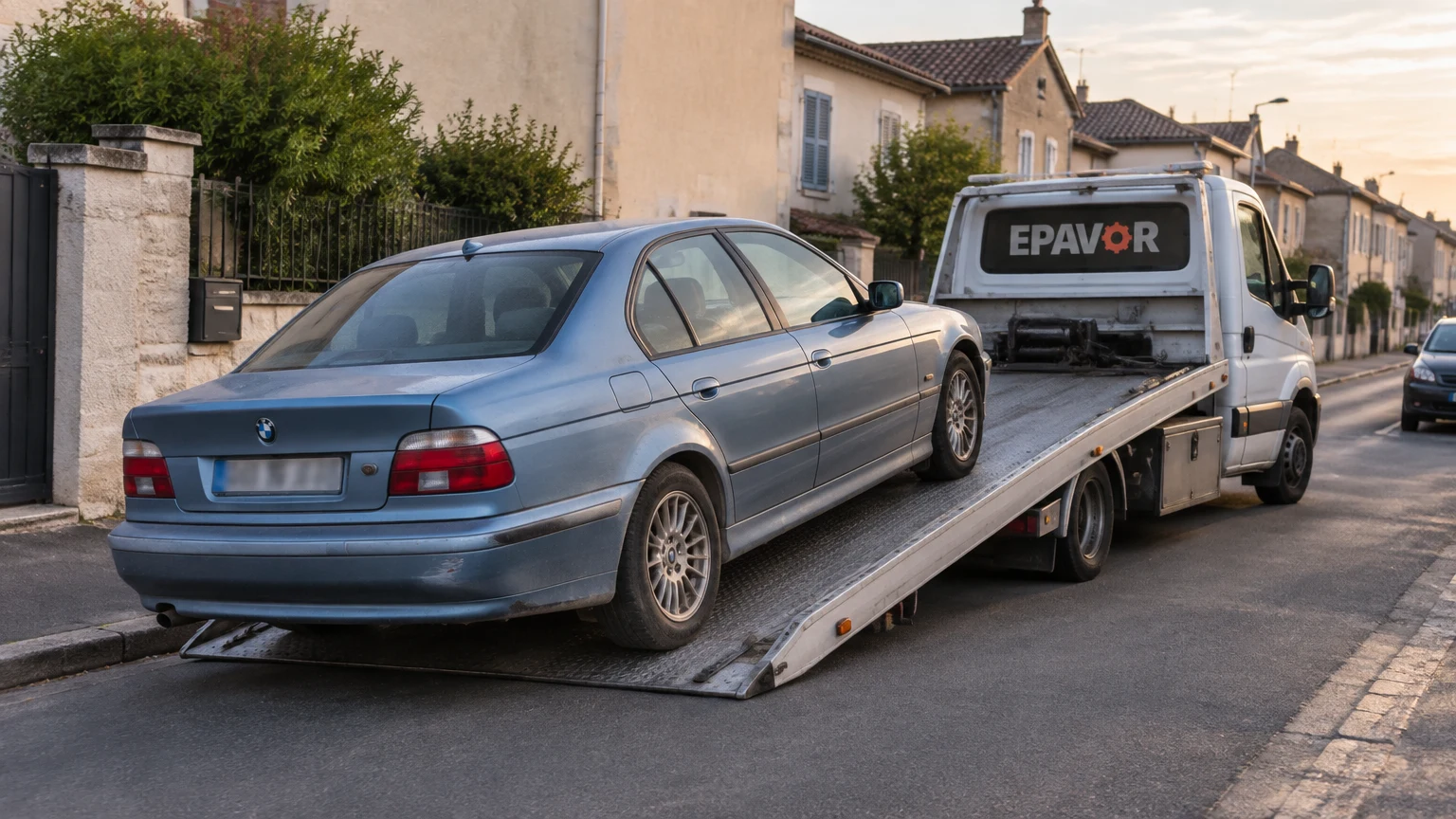 Illustration d’un enlèvement d’épave à Saint-Astier avec une dépanneuse — service d’épaviste.
