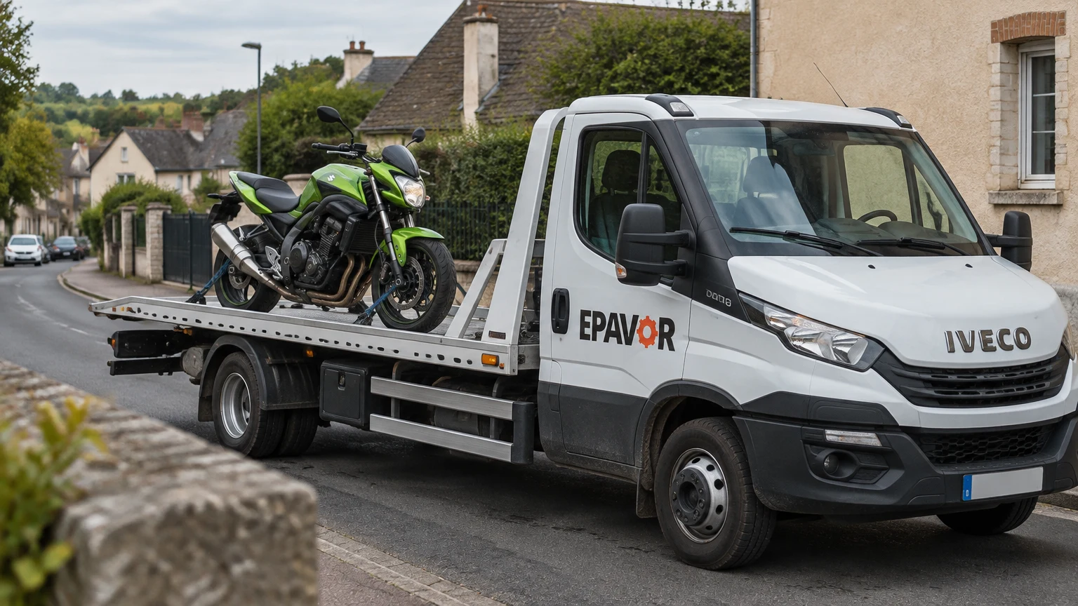 Illustration d’un enlèvement d’épave à Saint-Calais avec une dépanneuse — service d’épaviste.
