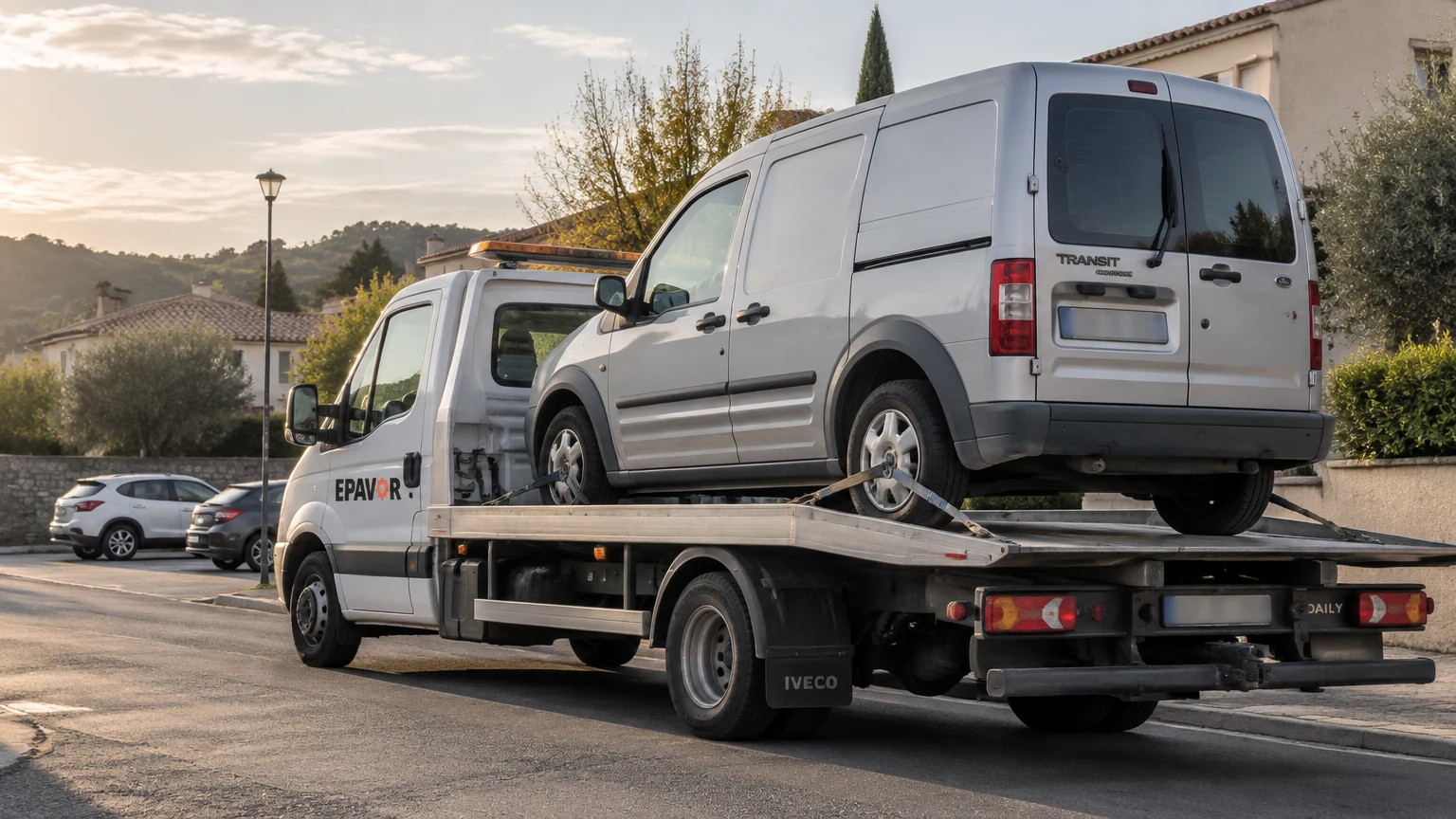 Illustration d’un enlèvement d’épave à Saint-Étienne-de-Fontbellon avec une dépanneuse — service d’épaviste.