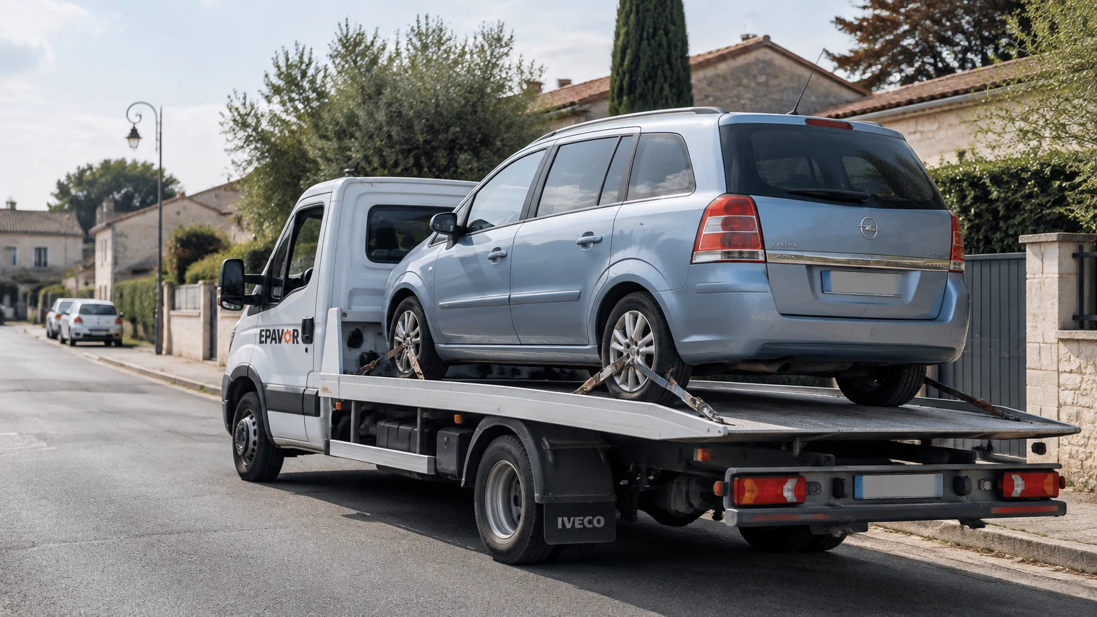 Illustration d’un enlèvement d’épave à Saint-Germain-du-Puch avec une dépanneuse — service d’épaviste.