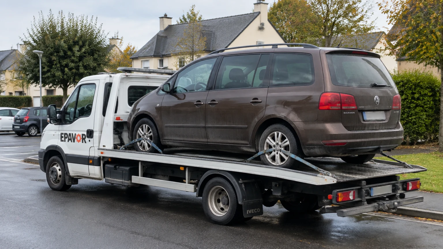 Illustration d’un enlèvement d’épave à Saint-Romain-de-Colbosc avec une dépanneuse — service d’épaviste.