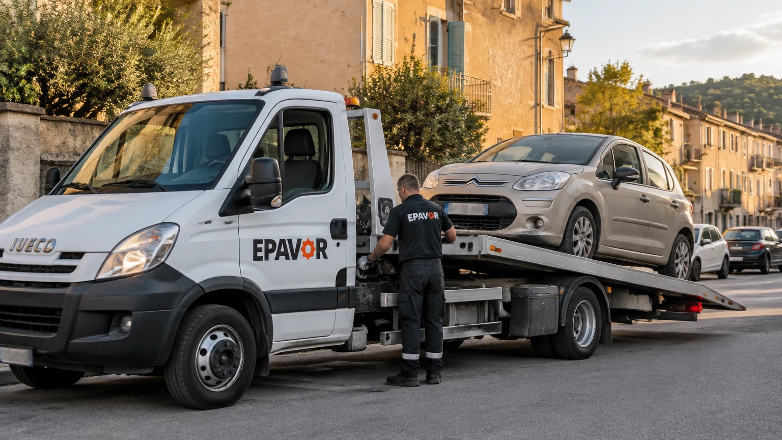 Illustration d’un enlèvement d’épave à Salernes avec une dépanneuse — service d’épaviste.