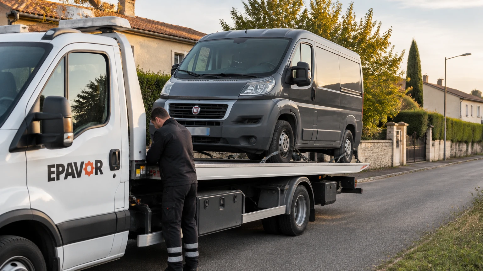 Illustration d’un enlèvement d’épave à Salleboeuf avec une dépanneuse — service d’épaviste.