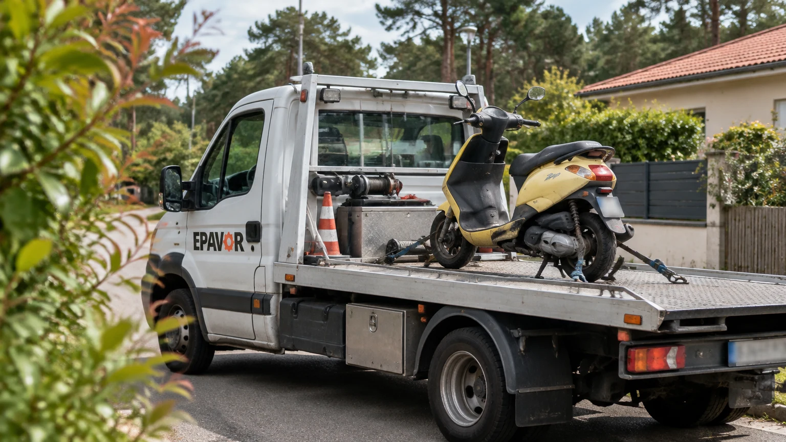 Illustration d’un enlèvement d’épave à Sanguinet avec une dépanneuse — service d’épaviste.