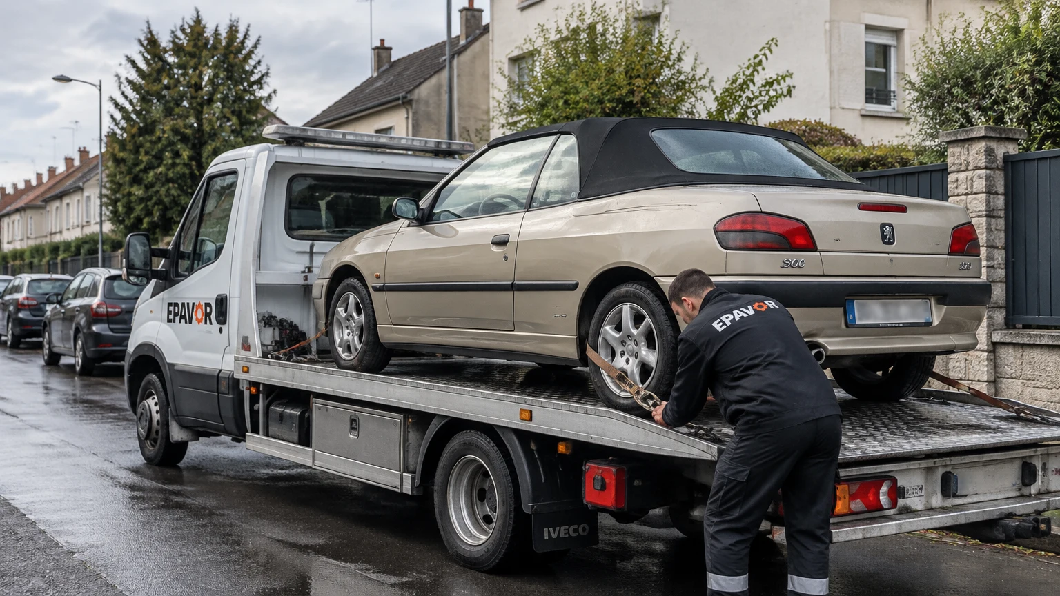 Illustration d’un enlèvement d’épave à Saran avec une dépanneuse — service d’épaviste.