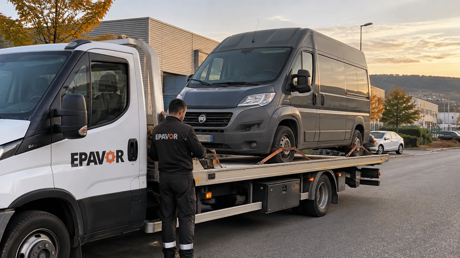 Illustration d’un enlèvement d’épave à Talant avec une dépanneuse — service d’épaviste.