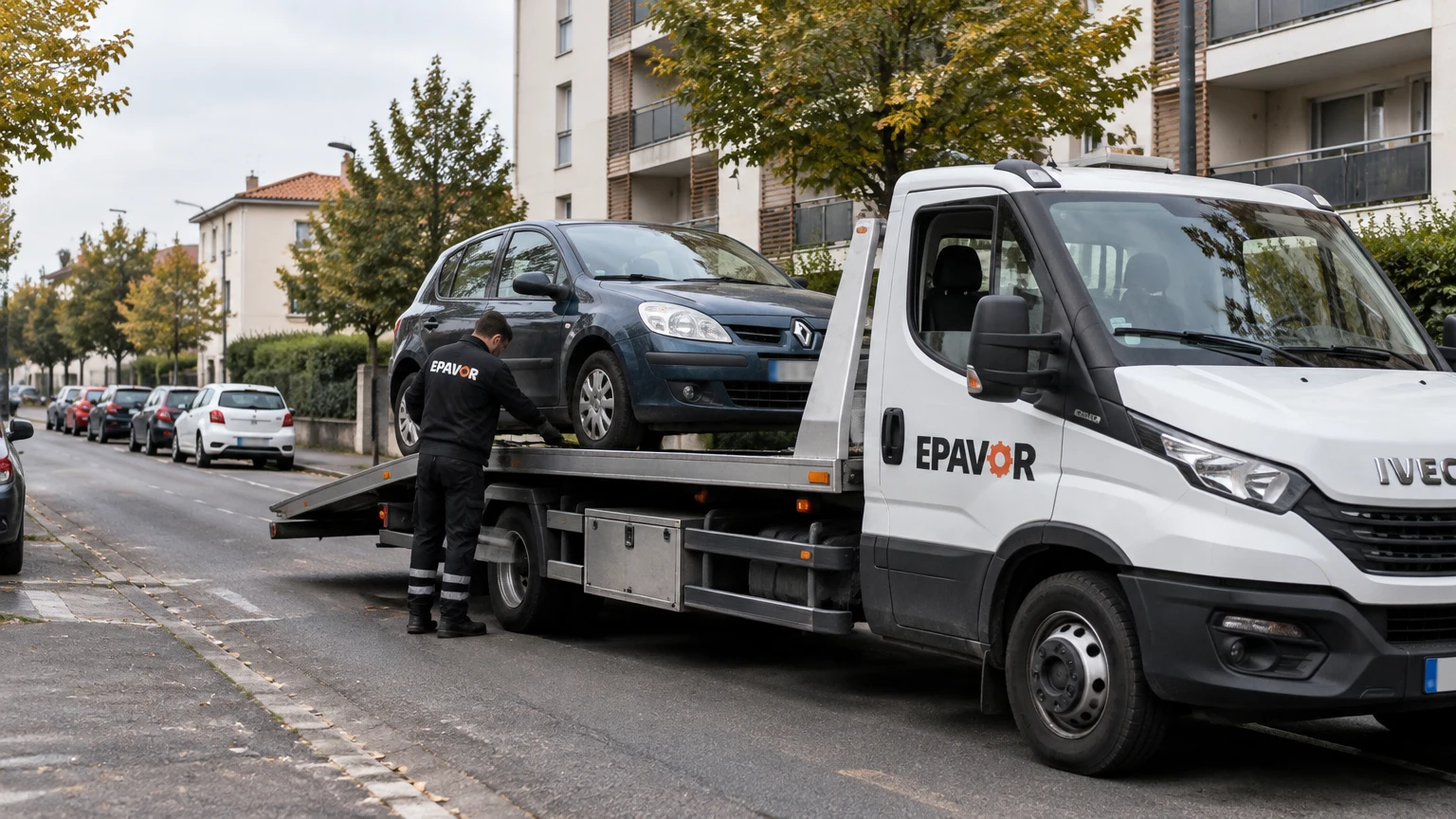 Illustration d’un enlèvement d’épave à Talence avec une dépanneuse — service d’épaviste.