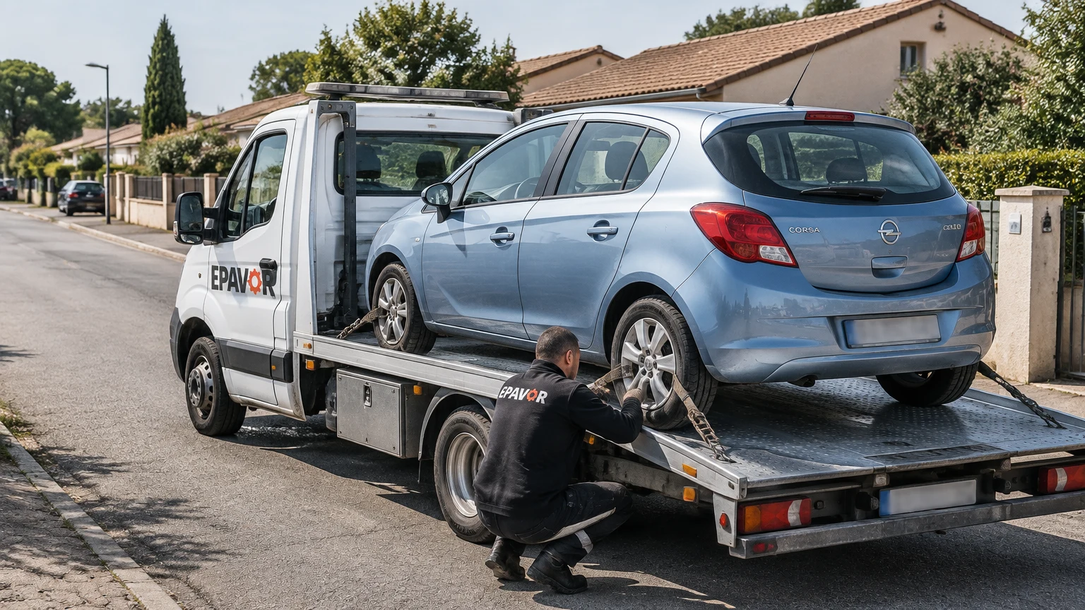Illustration d’un enlèvement d’épave à Toulenne avec une dépanneuse — service d’épaviste.
