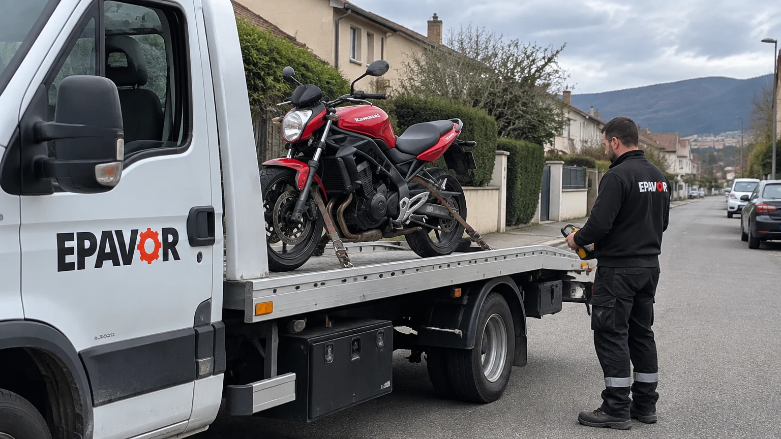 Illustration d’un enlèvement d’épave à Varilhes avec une dépanneuse — service d’épaviste.