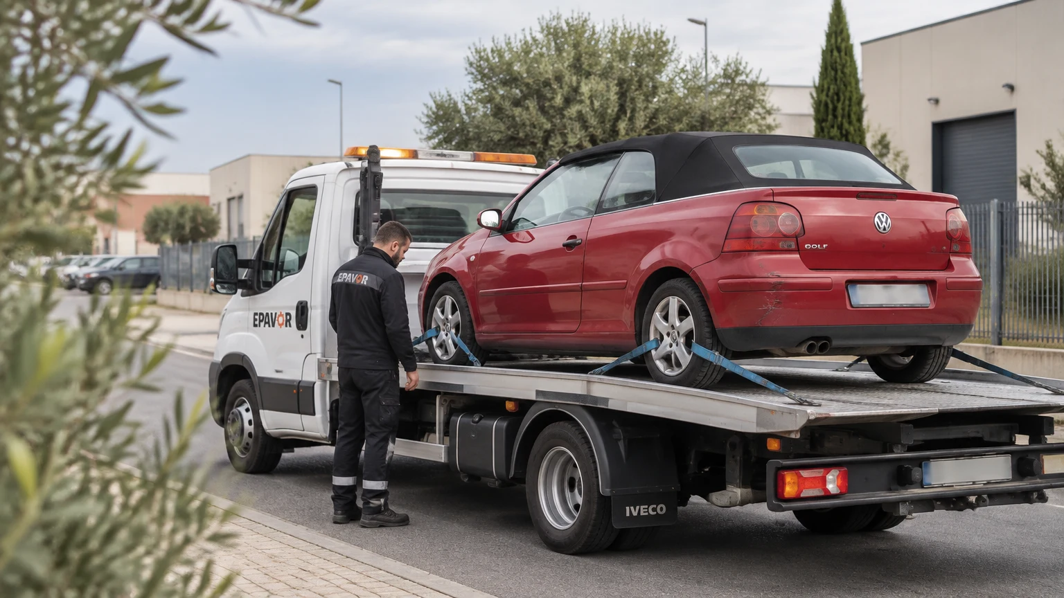 Illustration d’un enlèvement d’épave à Vergèze avec une dépanneuse — service d’épaviste.