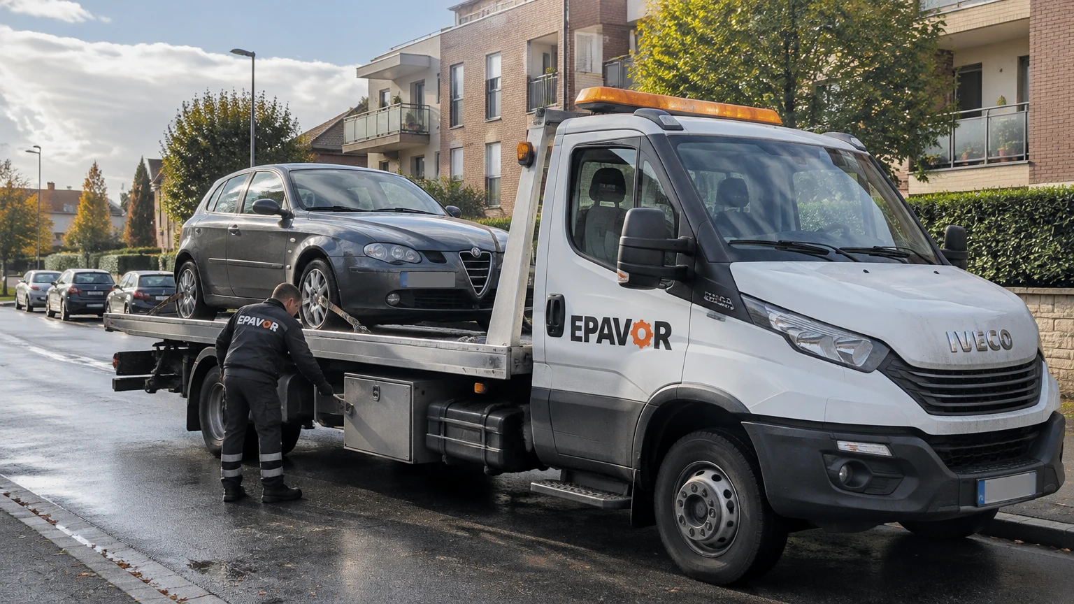 Illustration d’un enlèvement d’épave à Willems avec une dépanneuse — service d’épaviste.